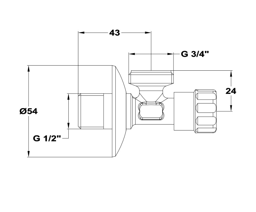 Sarokszelep, mosógépcsap 1/2"-3/4" MOFÉM 163-0014-00 - Image 2