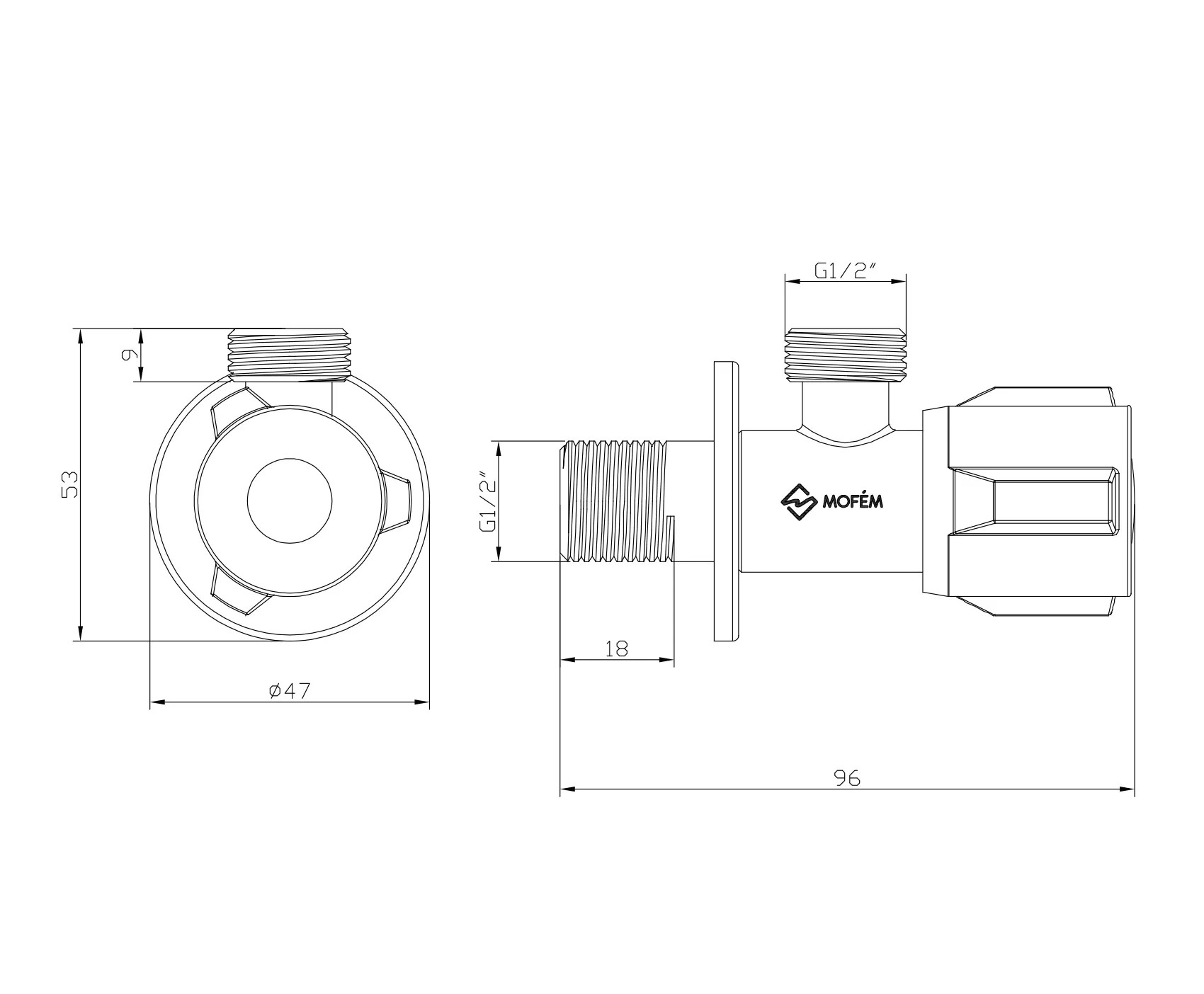 Sarokszelep MOFÉM KERÁMIABETÉTES 1/2"x1/2" 163-0041-00 - Image 2