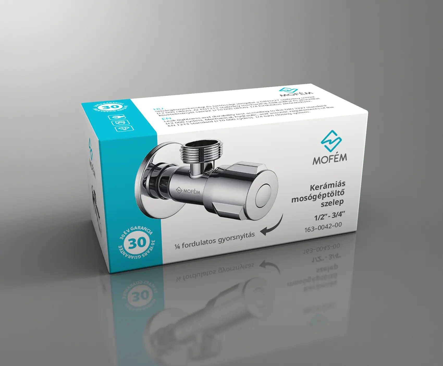 Sarokszelep, mosógépcsap 1/2"x3/4" MOFÉM KERÁMIABETÉTES 163-0042-00 - Image 3