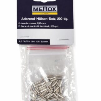 Érvéghüvely készlet (0,5/0,75/1,0/1,5/2,5 mm) 200db-os MEROX