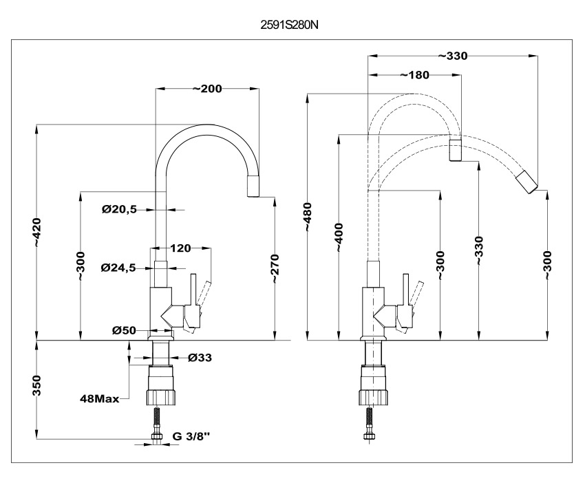 MOFÉM Infinite mosogató csaptelep, egykaros, álló, FLEXIBILIS kifolyó BÉZS 2591S280B1 - Image 3