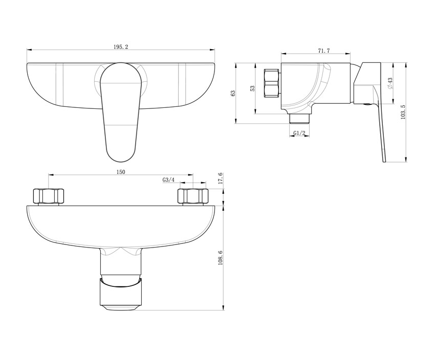 MOFÉM Hello zuhany csaptelep, egykaros, zuhanyszett nélkül, króm 822312800 - Image 2